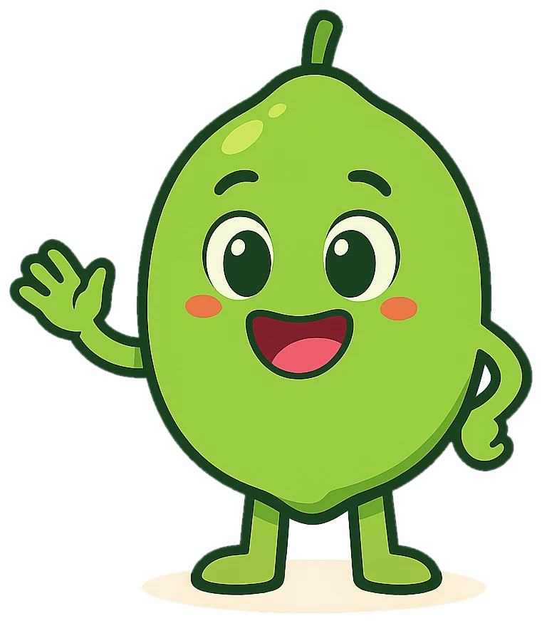Jimmy, Arrca's lime mascot, waving