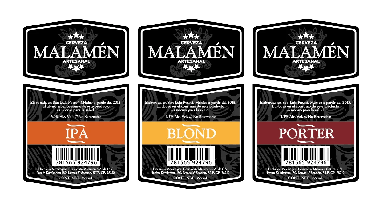 Malamén Beer: brand identity, label design by CropWave Creatives, image 2